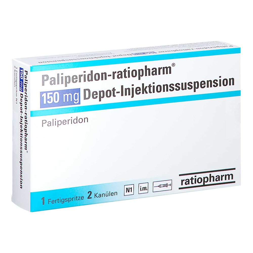 Das Produktfoto zeigt Paliperidon-Ratiopharm 150 Mg Depot-Inj.-Susp.Fs (1 stk) PZN 17639456