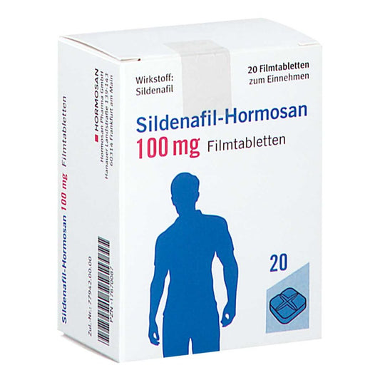 Das Produktfoto zeigt Sildenafil-Hormosan 100 Mg Filmtabletten (20 stk) PZN 17670087