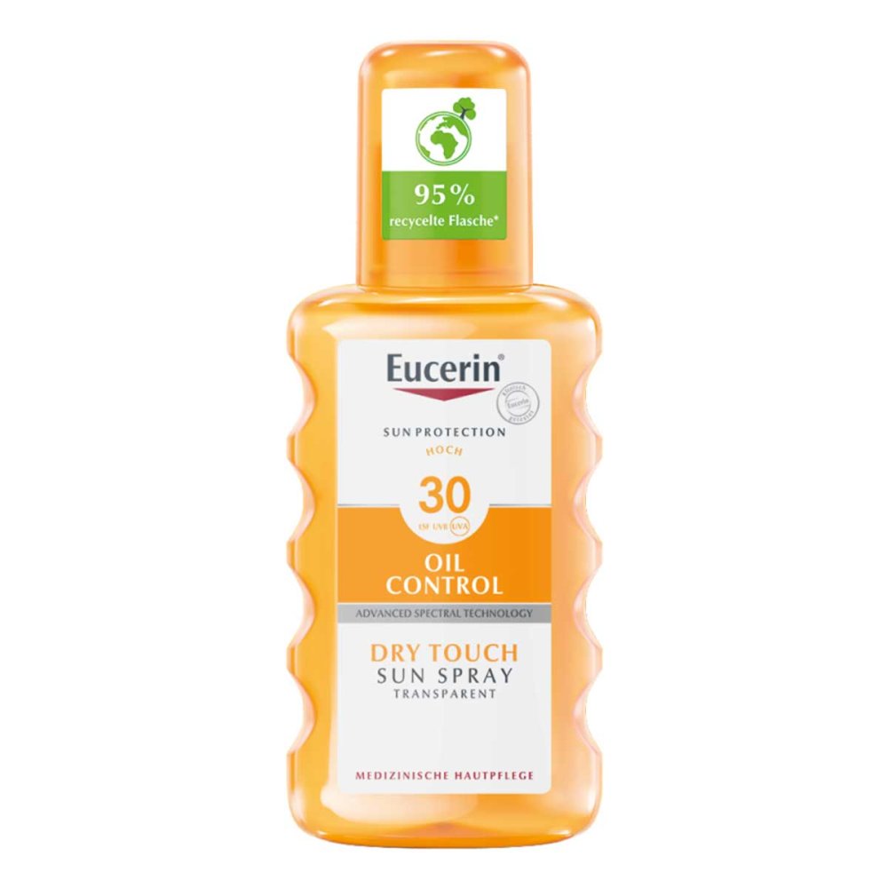 Das Produktfoto zeigt Eucerin Sun Oil Control Body Transp.Spray Lsf 30 (200 ml) PZN 17674903