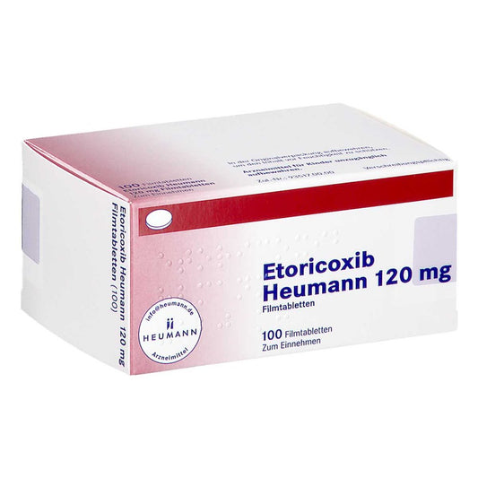 Das Produktfoto zeigt Etoricoxib Heumann 120 Mg Filmtabletten (100 stk) PZN 17824113