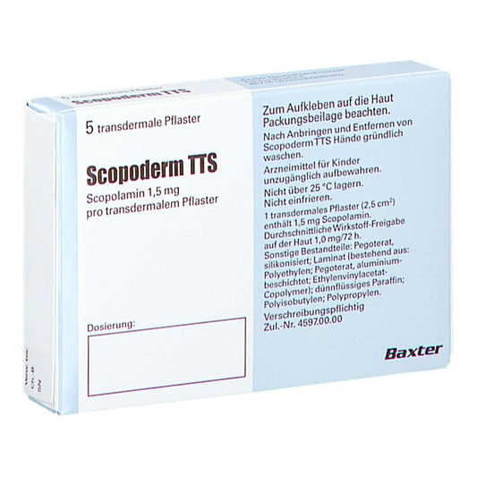 Das Produktfoto zeigt Scopoderm Tts Transdermale Pflaster (5 stk) PZN 17825130