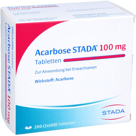 Das Produktfoto zeigt Acarbose Stada 100 Mg Tabletten (200 stk) PZN 17827695