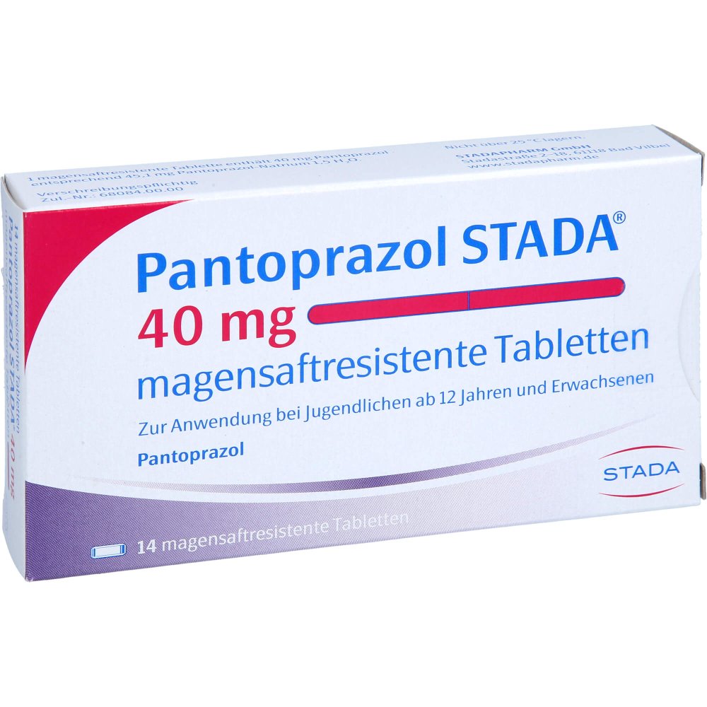 Das Produktfoto zeigt Pantoprazol Stada 40 Mg Magensaftres.Tabletten (14 stk) PZN 17827790