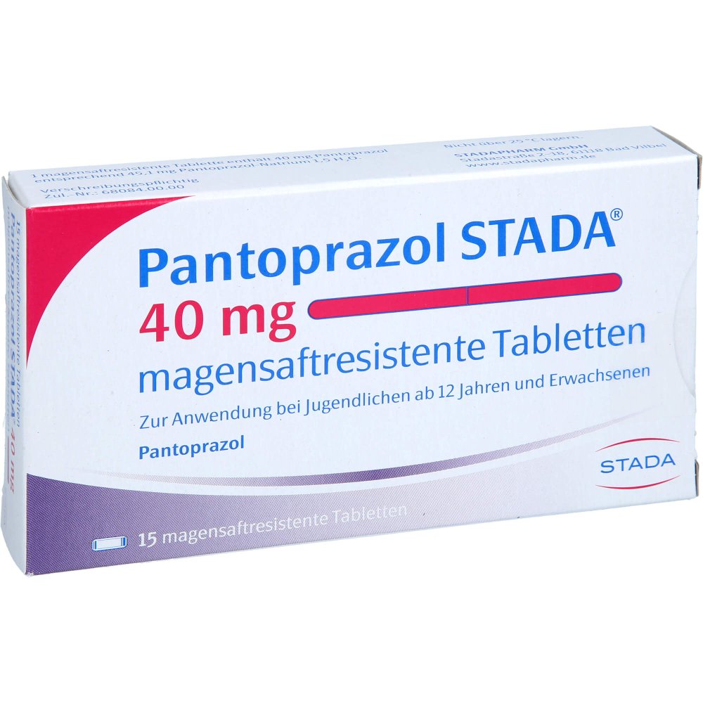 Das Produktfoto zeigt Pantoprazol Stada 40 Mg Magensaftres.Tabletten (15 stk) PZN 17827809