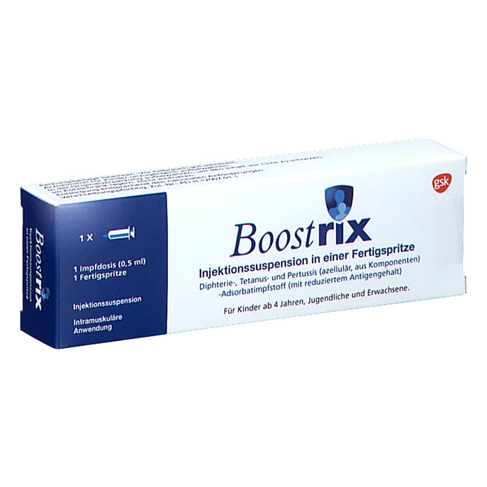 Das Produktfoto zeigt Boostrix Inj.-Susp.I.E.Fertigspritze (1X0.5 ml) PZN 17847404