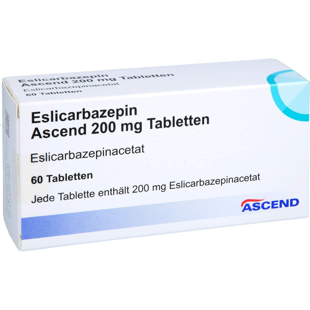 Das Produktfoto zeigt Eslicarbazepin Ascend 200 Mg Tabletten (60 stk) PZN 17849277
