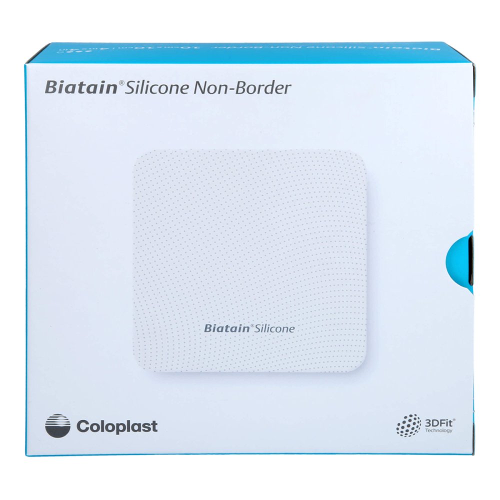 Das Produktfoto zeigt Biatain Silicone Non-Border Schaumverb.10x10 Cm (10 stk) PZN 17850659