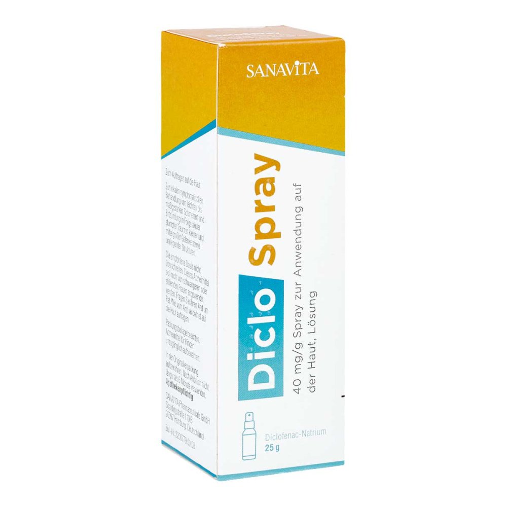 Das Produktfoto zeigt Diclospray 40 Mg/G Spray Z.Anw.Auf D.Haut Lsg. (25 g) PZN 17856099