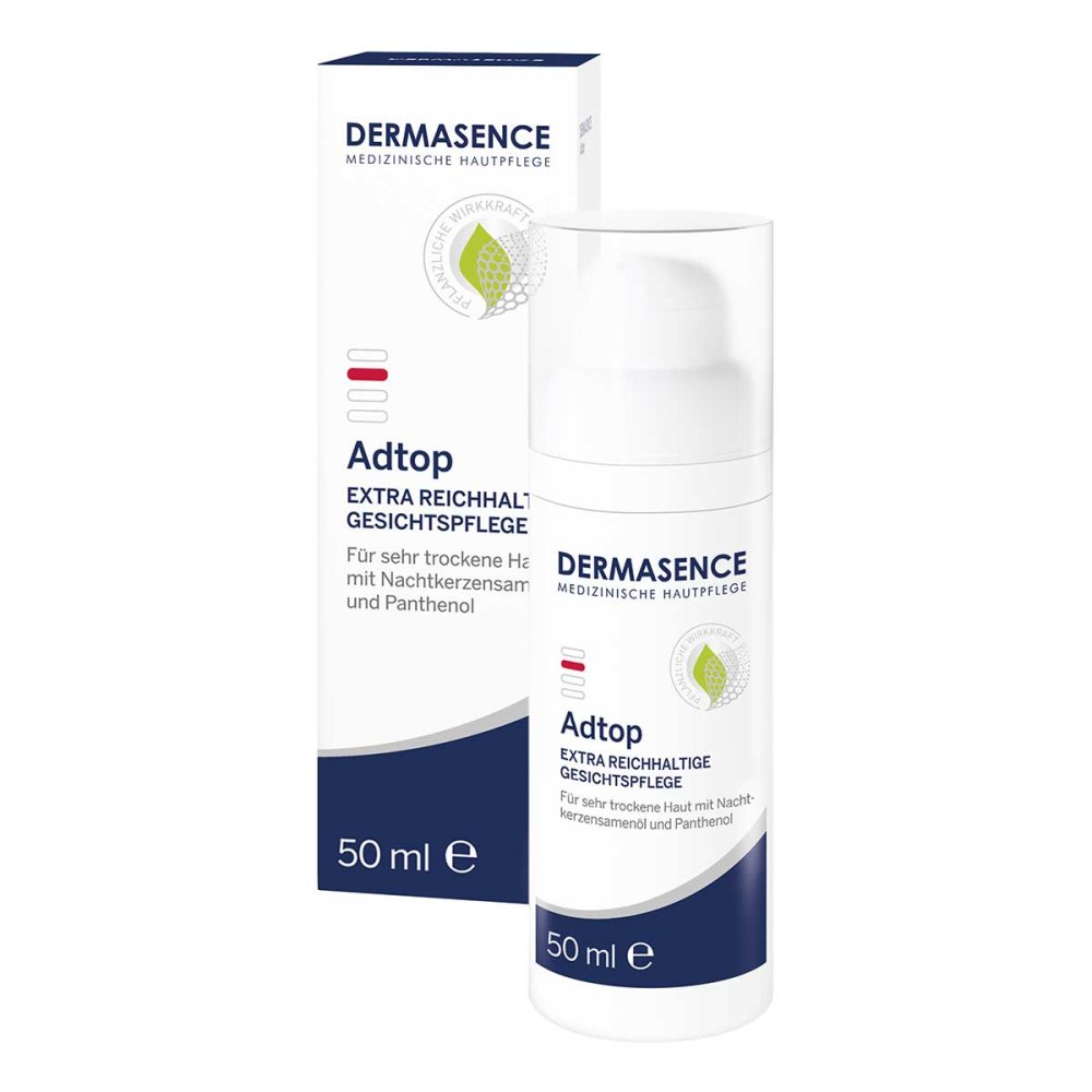 Das Produktfoto zeigt Dermasence Adtop Extra Reichhaltige Gesichtspflege (50 ml) PZN 17867370