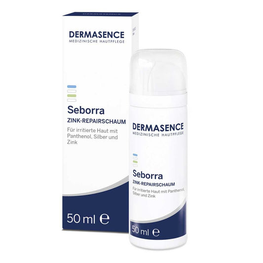 Das Produktfoto zeigt Dermasence Seborra Zink-Repairschaum (50 ml) PZN 17867536