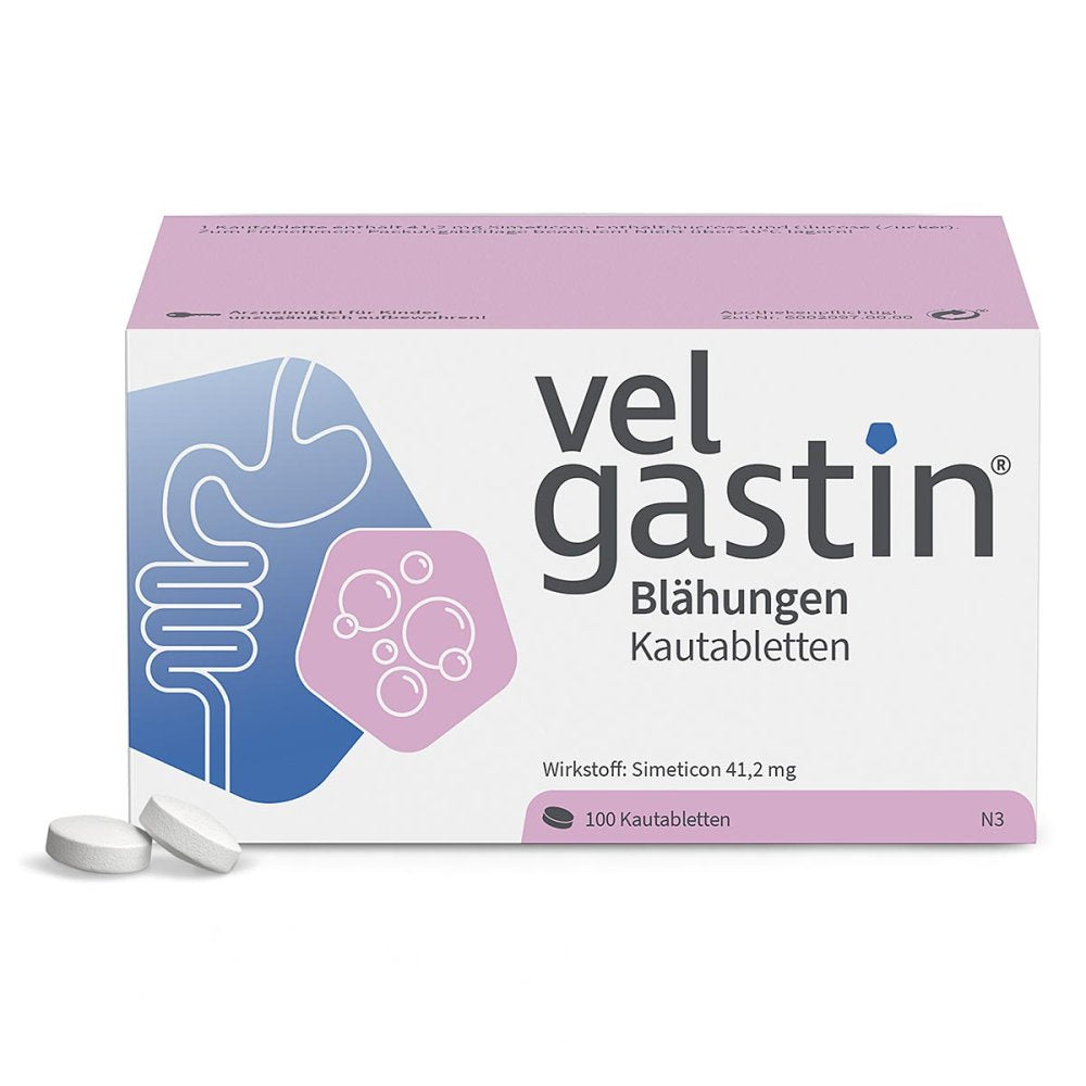 Das Produktfoto zeigt Velgastin Blähungen Kautabletten (100 stk) PZN 17869759