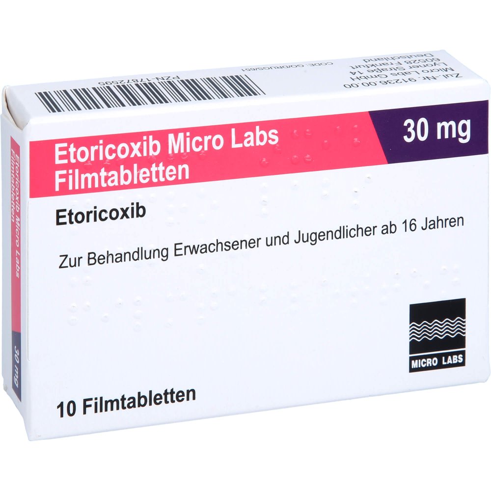 Das Produktfoto zeigt Etoricoxib Micro Labs 30 Mg Filmtabletten (10 stk) PZN 17872595