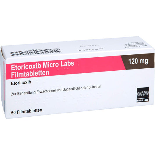 Das Produktfoto zeigt Etoricoxib Micro Labs 120 Mg Filmtabletten (50 stk) PZN 17872678