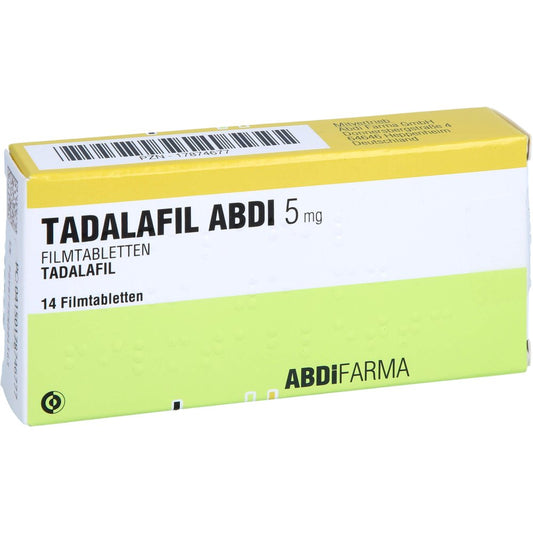 Das Produktfoto zeigt Tadalafil Abdi 5 Mg Filmtabletten (14 stk) PZN 17874677