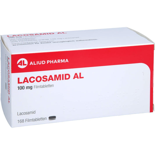 Das Produktfoto zeigt Lacosamid Al 100 Mg Filmtabletten (168 stk) PZN 17876989