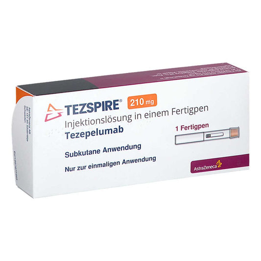 Das Produktfoto zeigt Tezspire 210 Mg Injektionslösung I.E.Fertigpen (1 stk) PZN 17882116