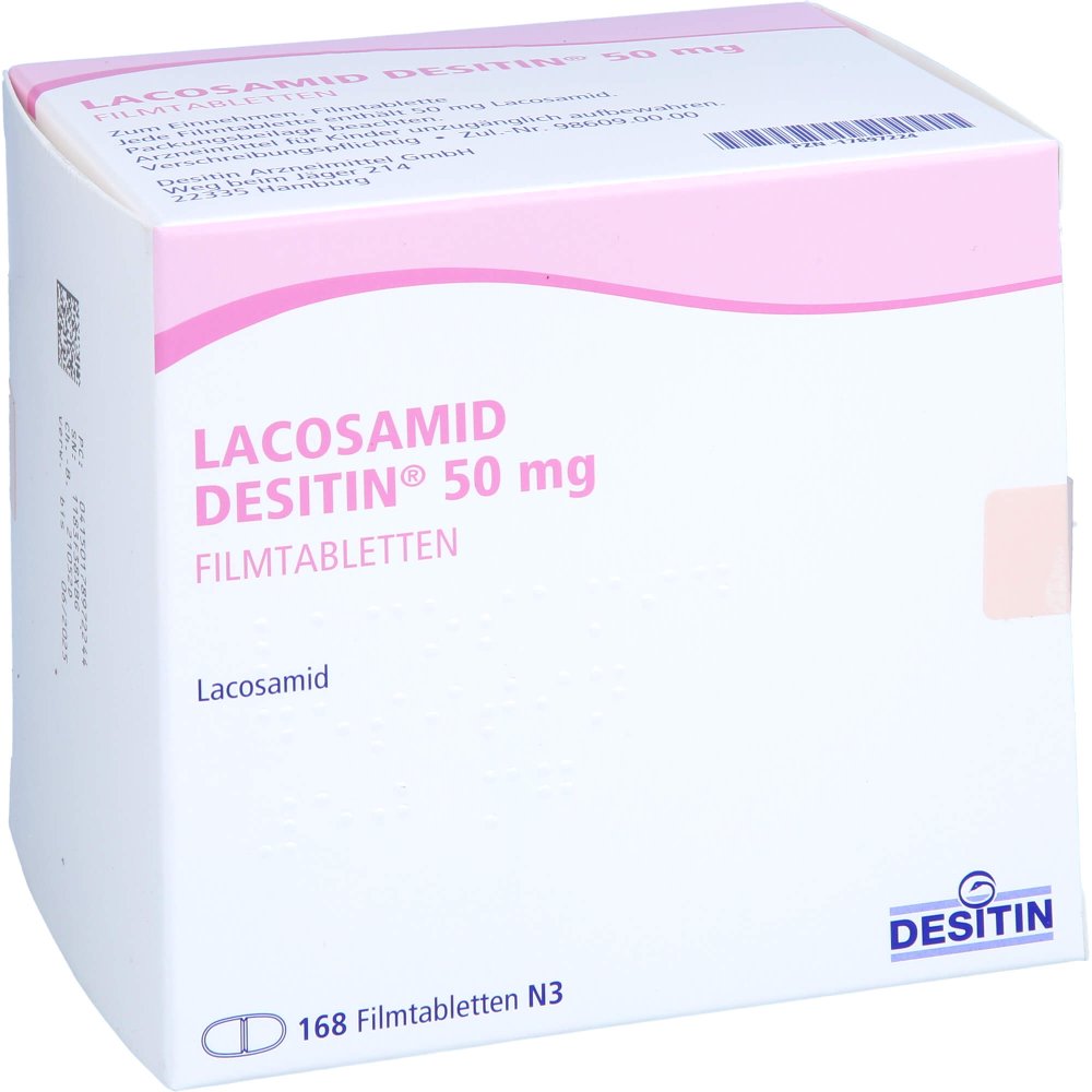 Das Produktfoto zeigt Lacosamid Desitin 50 Mg Filmtabletten (168 stk) PZN 17897224