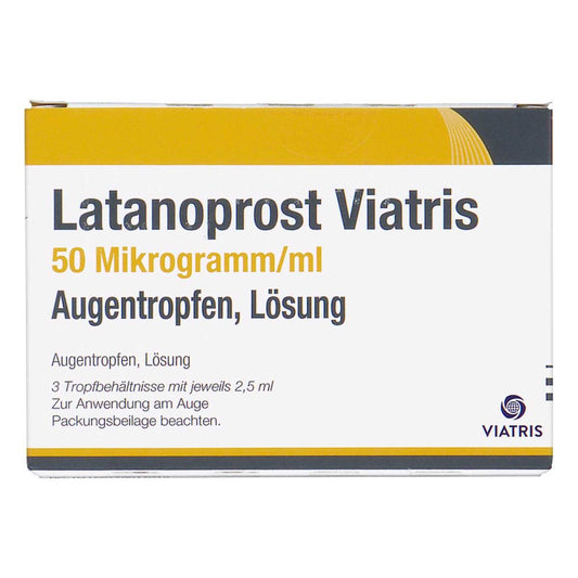 Das Produktfoto zeigt Latanoprost Viatris 50 Mikrogramm/Ml Augentropfen (3X2.5 ml) PZN 17901701