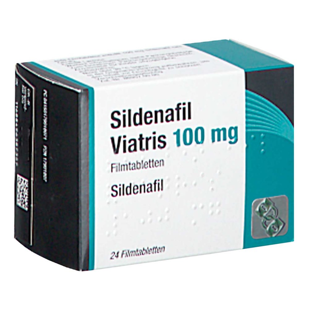 Das Produktfoto zeigt Sildenafil Viatris 100 Mg Filmtabletten (24 stk) PZN 17901807
