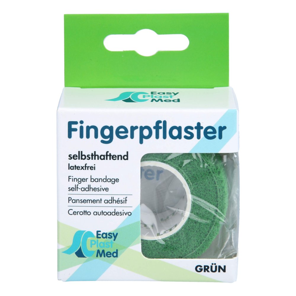 Das Produktfoto zeigt Um Easyplast Fingerpfl.Selbsth.2,5cmx5m Grün (1 stk) PZN 17929148