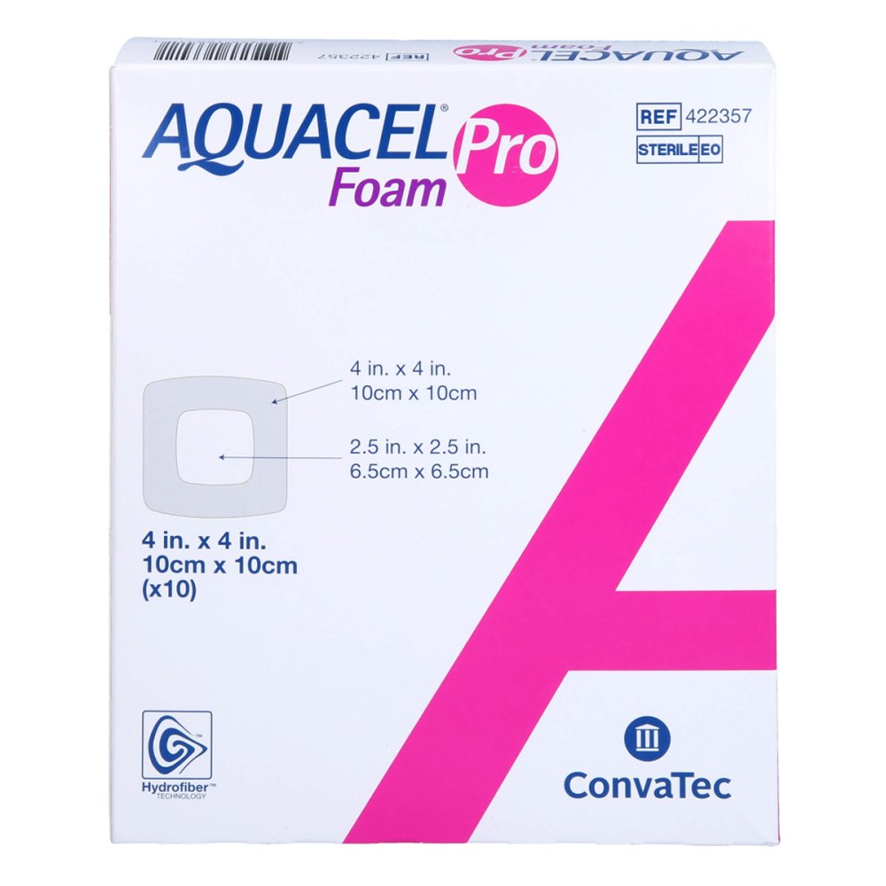 Das Produktfoto zeigt Aquacel Foam Pro 10x10 Cm Hydrofiber Schaumverband (10 stk) PZN 17934037