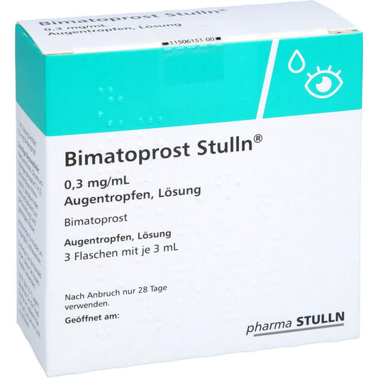Das Produktfoto zeigt Bimatoprost Stulln 0,3 Mg/Ml Augentr.Unkonserviert (3X3 ml) PZN 17943941