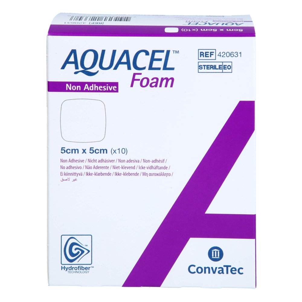 Das Produktfoto zeigt Aquacel Foam Nicht Adhäsiv 5x5 Cm Verband (10 stk) PZN 17971185