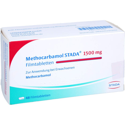 Das Produktfoto zeigt Methocarbamol Stada 1500 Mg Filmtabletten (48 stk) PZN 17974002