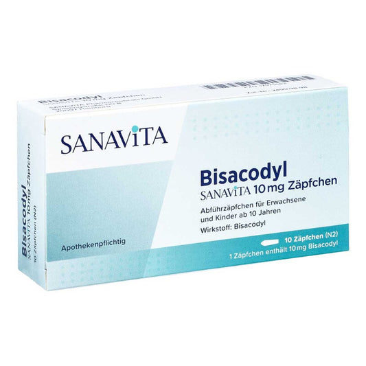Das Produktfoto zeigt Bisacodyl Sanavita 10 Mg Zäpfchen (10 stk) PZN 17975183