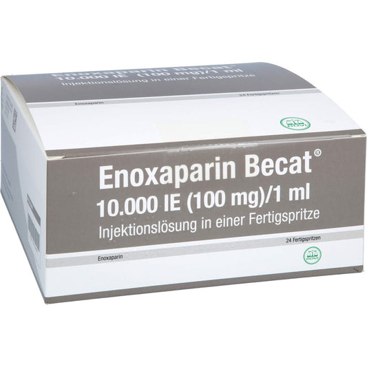 Das Produktfoto zeigt Enoxaparin Becat 10.000 I.E. 100mg/Ml Inj.-Lsg.Fs (24 stk) PZN 17976484