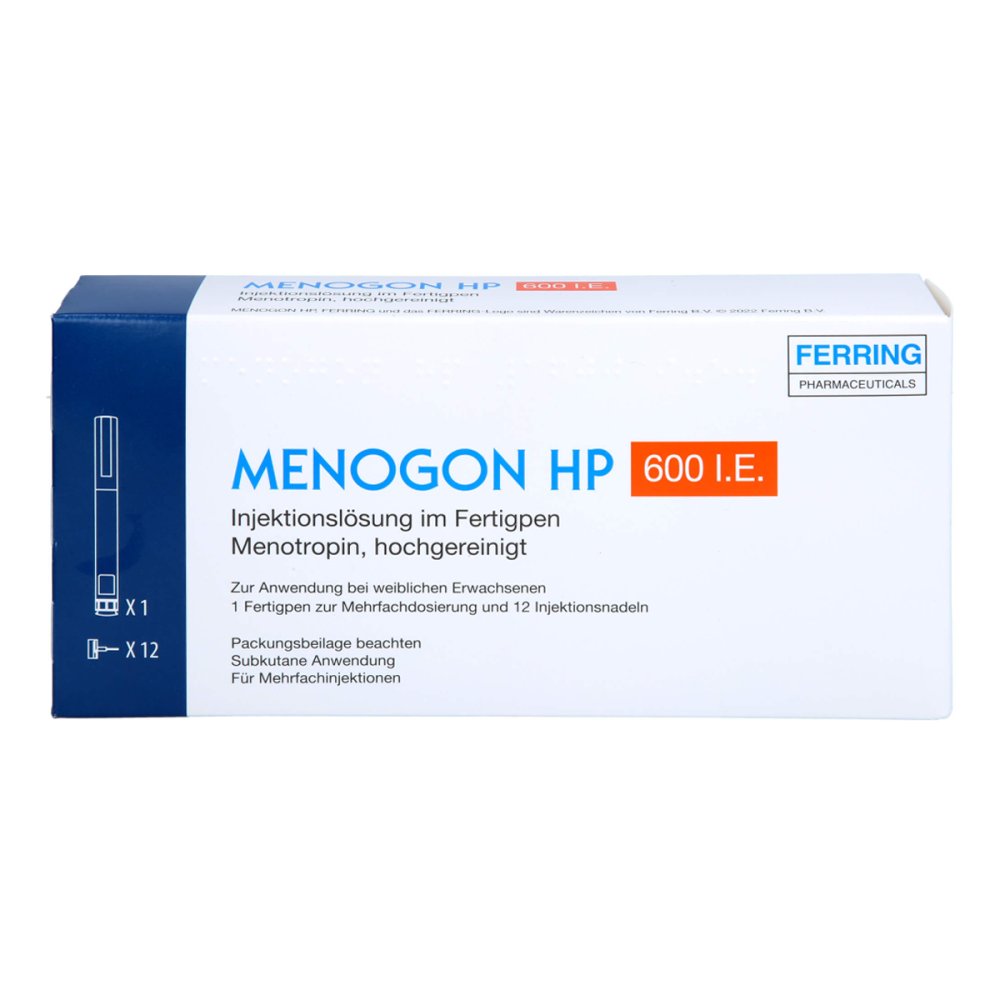Das Produktfoto zeigt Menogon Hp 600 I.E. Inj.-Lsg.In Einem Fertigpen (1 stk) PZN 17982036