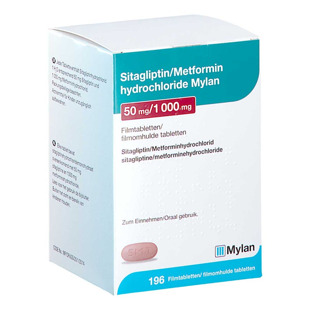 Sitagliptin Metformin-Hcl Mylan 50 Mg/1000 Mg Fta (196 stk)