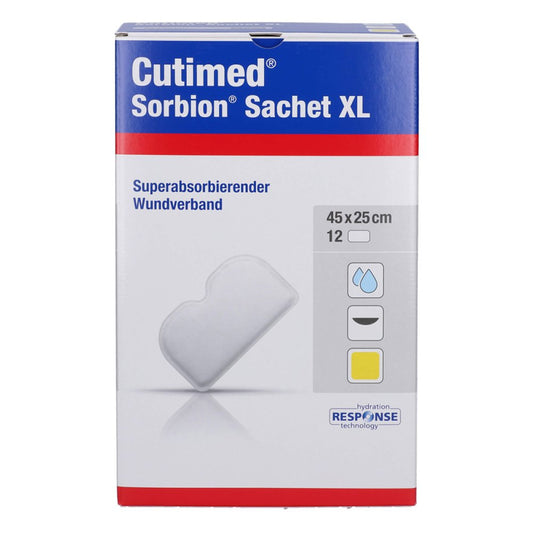 Das Produktfoto zeigt Cutimed Sorbion Sachet Xl Wundauflage 25x45 Cm (12 stk) PZN 17992939