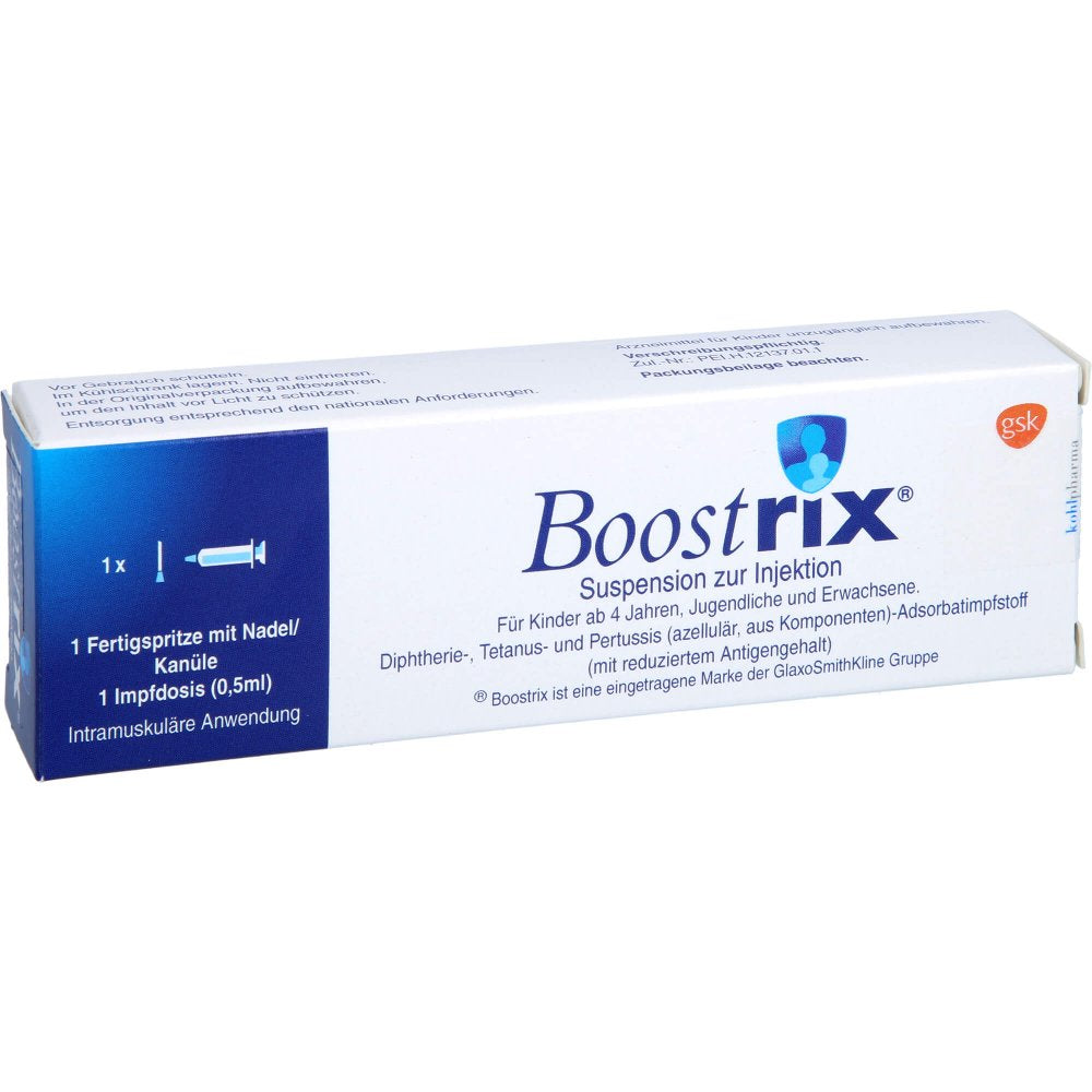 Das Produktfoto zeigt Boostrix Inj.-Susp.I.E.Fertigspritze (1X0.5 ml) PZN 18026939