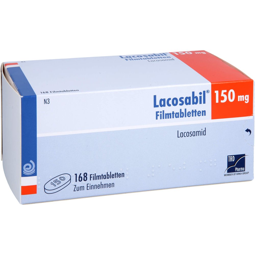 Das Produktfoto zeigt Lacosabil 150 Mg Filmtabletten (168 stk) PZN 18032271