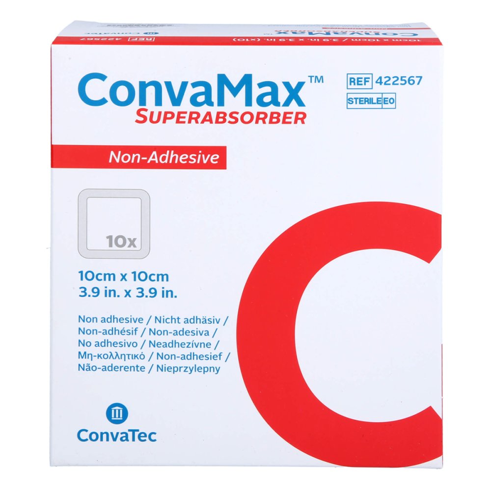 Das Produktfoto zeigt Convamax Superabsorber Nicht Adhäsiv 10x10 Cm (10 stk) PZN 18037570