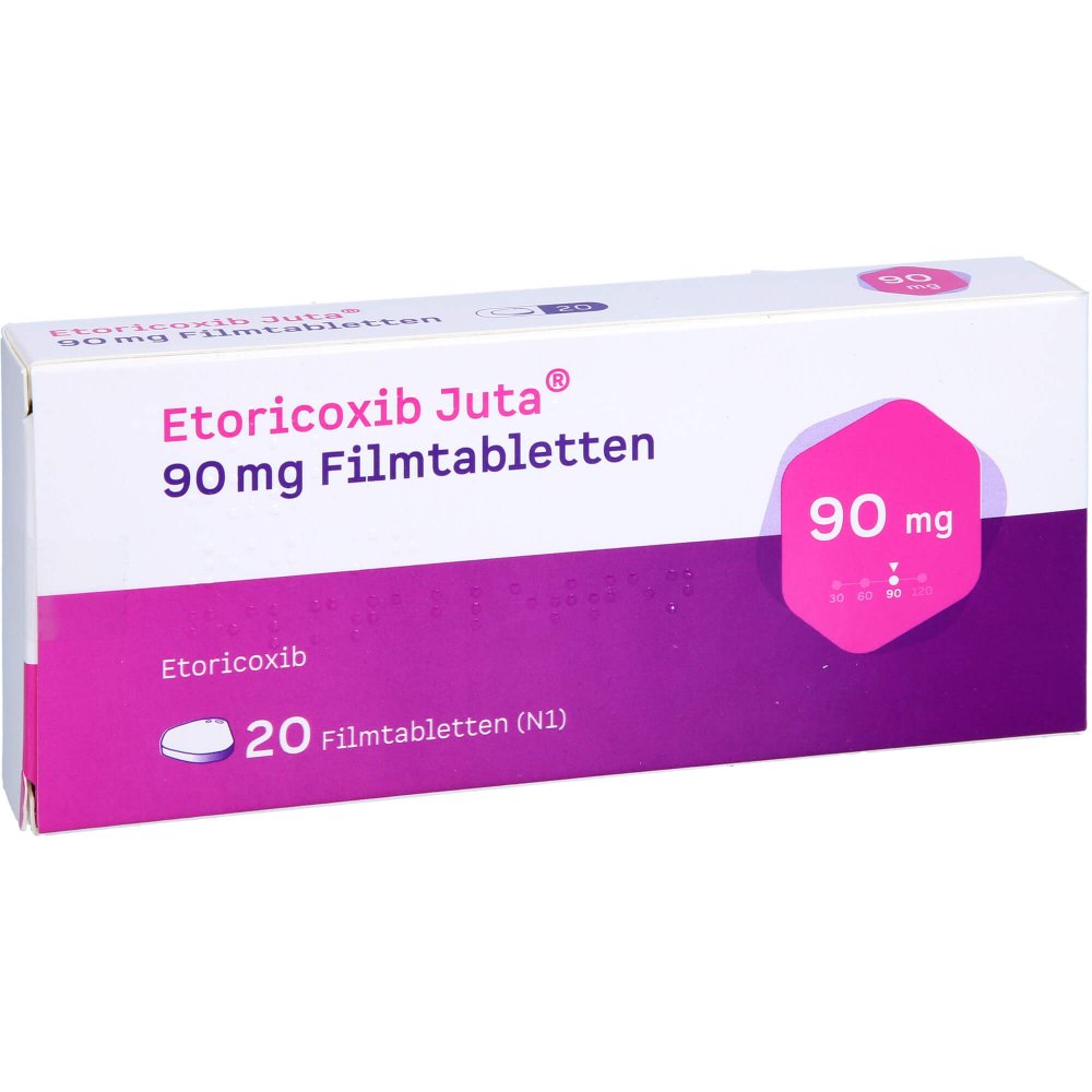 Das Produktfoto zeigt Etoricoxib Juta 90 Mg Filmtabletten (20 stk) PZN 18050062