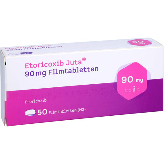 Das Produktfoto zeigt Etoricoxib Juta 90 Mg Filmtabletten (50 stk) PZN 18050079