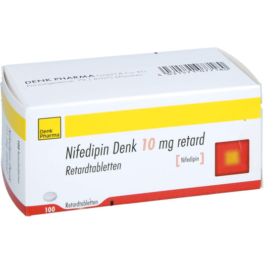 Das Produktfoto zeigt Nifedipin Denk 10 Mg Retard Tabletten (100 stk) PZN 18054284
