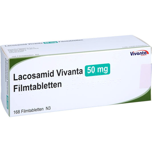 Das Produktfoto zeigt Lacosamid Vivanta 50 Mg Filmtabletten (168 stk) PZN 18083920