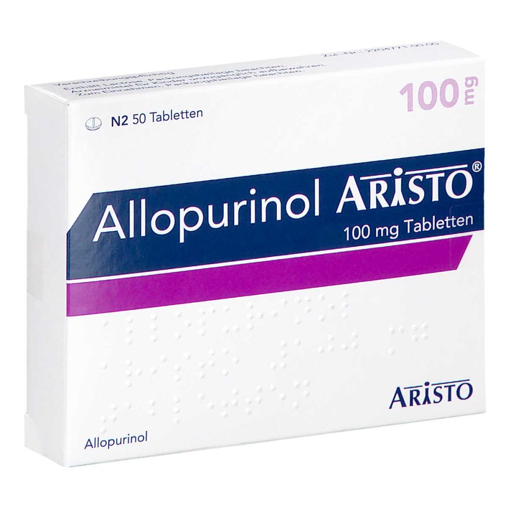 Das Produktfoto zeigt Allopurinol Aristo 100 Mg Tabletten (50 stk) PZN 18085698