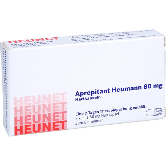 Das Produktfoto zeigt Aprepitant Heumann 80 Mg Hartkapseln Heunet (2 stk) PZN 18093054