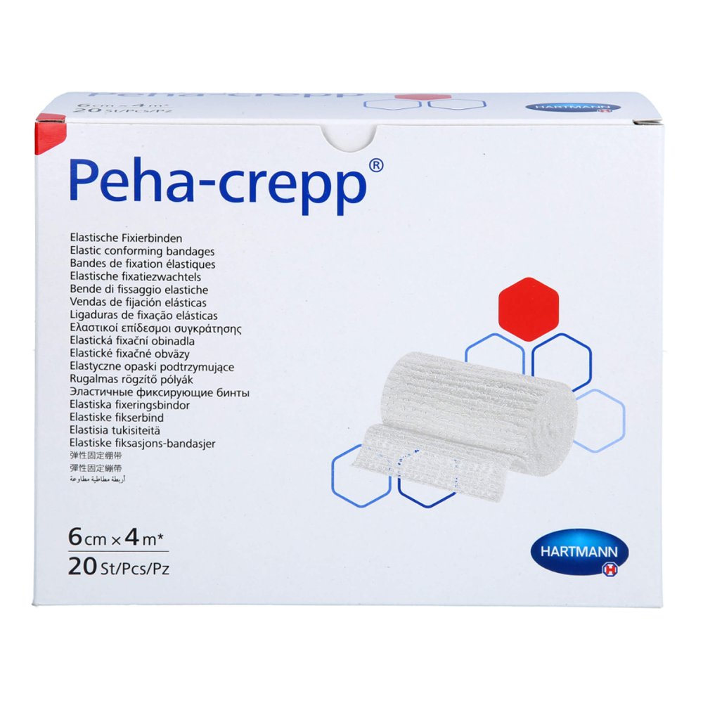 Das Produktfoto zeigt Peha Crepp Fixierbinde 6 Cmx4 M (20 stk) PZN 18100179