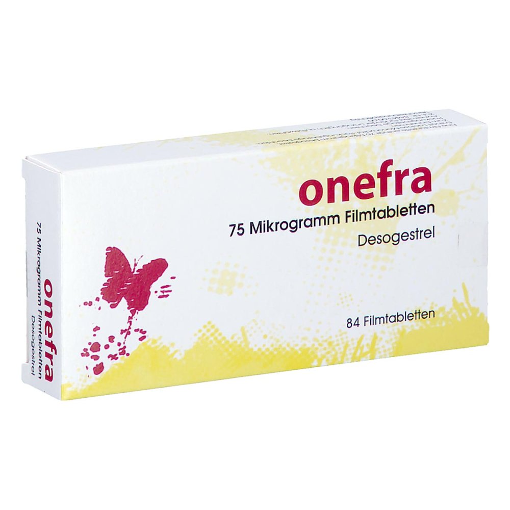 Das Produktfoto zeigt Onefra 75 Mikrogramm Filmtabletten (3X28 stk) PZN 18117139
