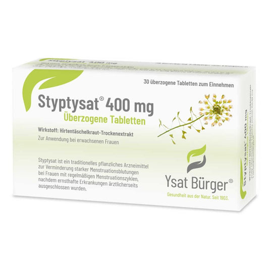 Das Produktfoto zeigt Styptysat 400 Mg Überzogene Tabletten (30 stk) PZN 18119598