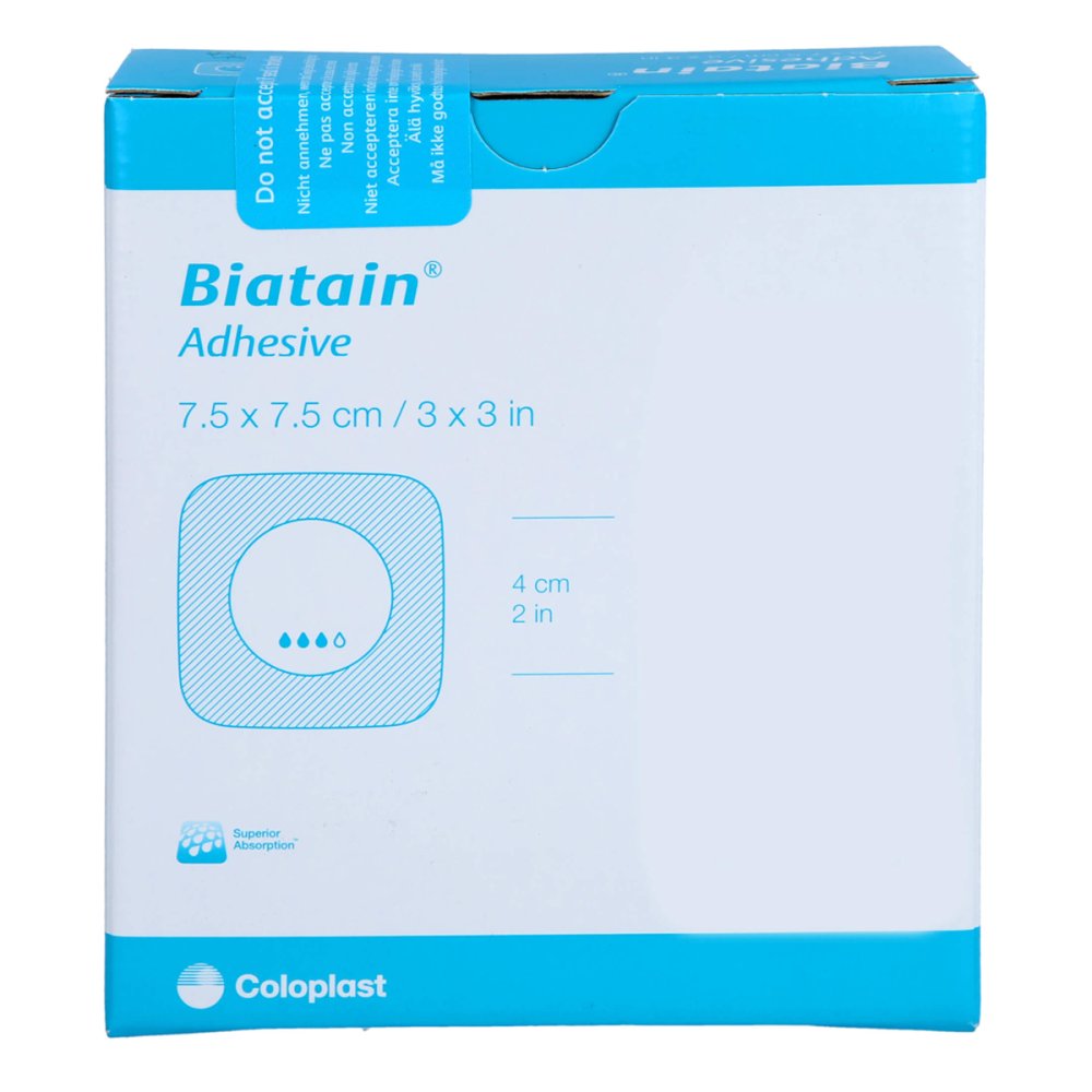 Das Produktfoto zeigt Biatain Schaumverband 7,5x7,5 Cm Selbst Haftend (10 stk) PZN 18120621