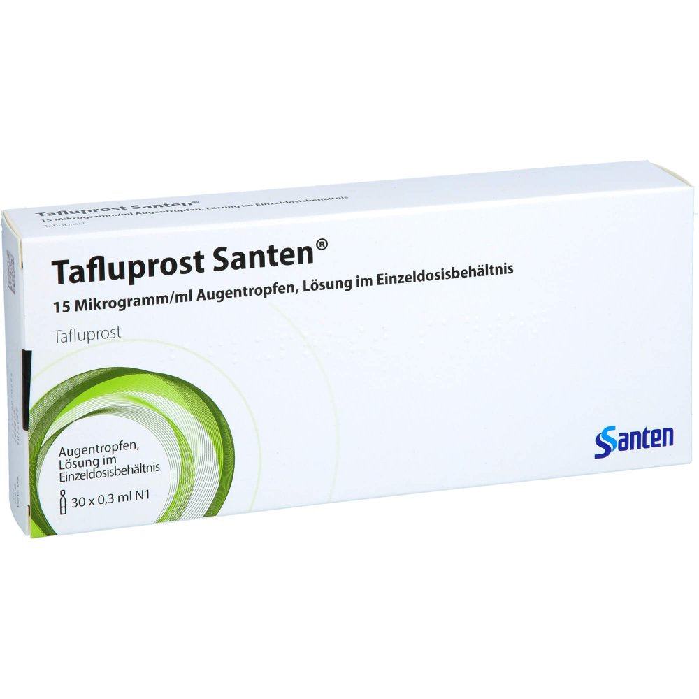 Das Produktfoto zeigt Tafluprost Santen 15 Μg/Ml Augentr.Einzeldosisbeh. (30X0.3 ml) PZN 18130074