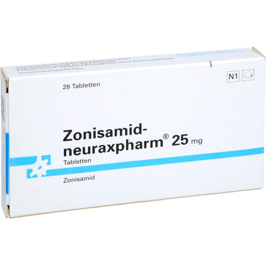 Das Produktfoto zeigt Zonisamid-Neuraxpharm 25 Mg Tabletten (28 stk) PZN 18135663