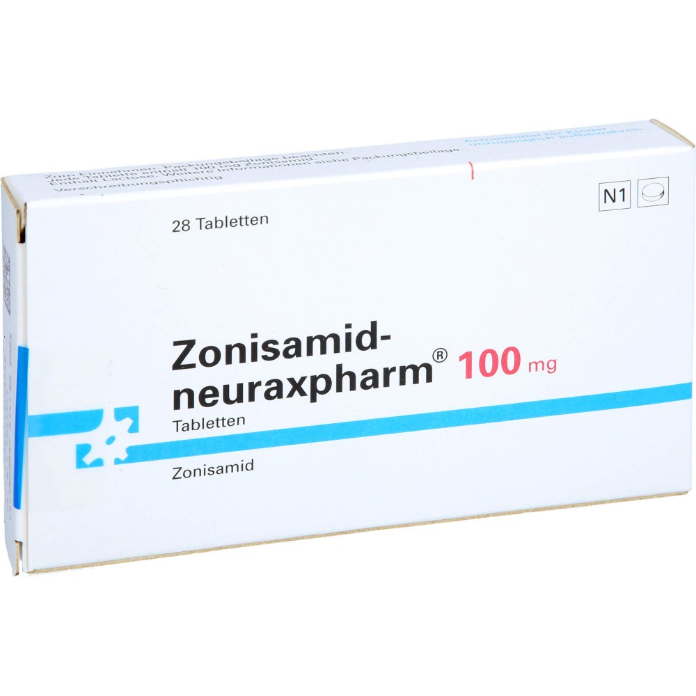 Das Produktfoto zeigt Zonisamid-Neuraxpharm 100 Mg Tabletten (28 stk) PZN 18135717