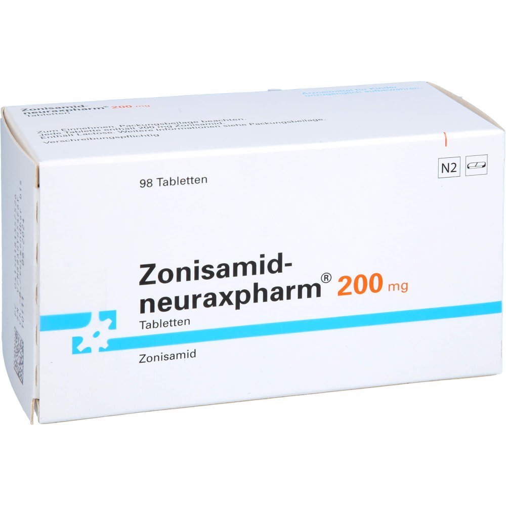 Das Produktfoto zeigt Zonisamid-Neuraxpharm 200 Mg Tabletten (98 stk) PZN 18135752